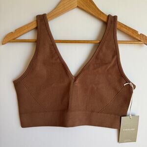 Everlane The Seamless Bra Ribbed V Neck Brown Extra Large Square Back Low Impact